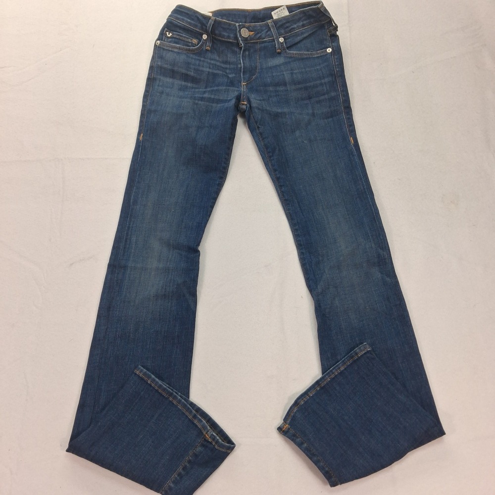 True Religion Jeans Womens 27 Karlie Blue Low Rise Bell Bottom EUC